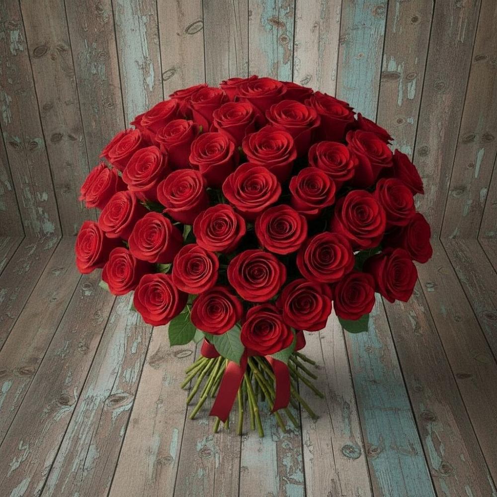Букет 55 Красных роз Фридом в Майне