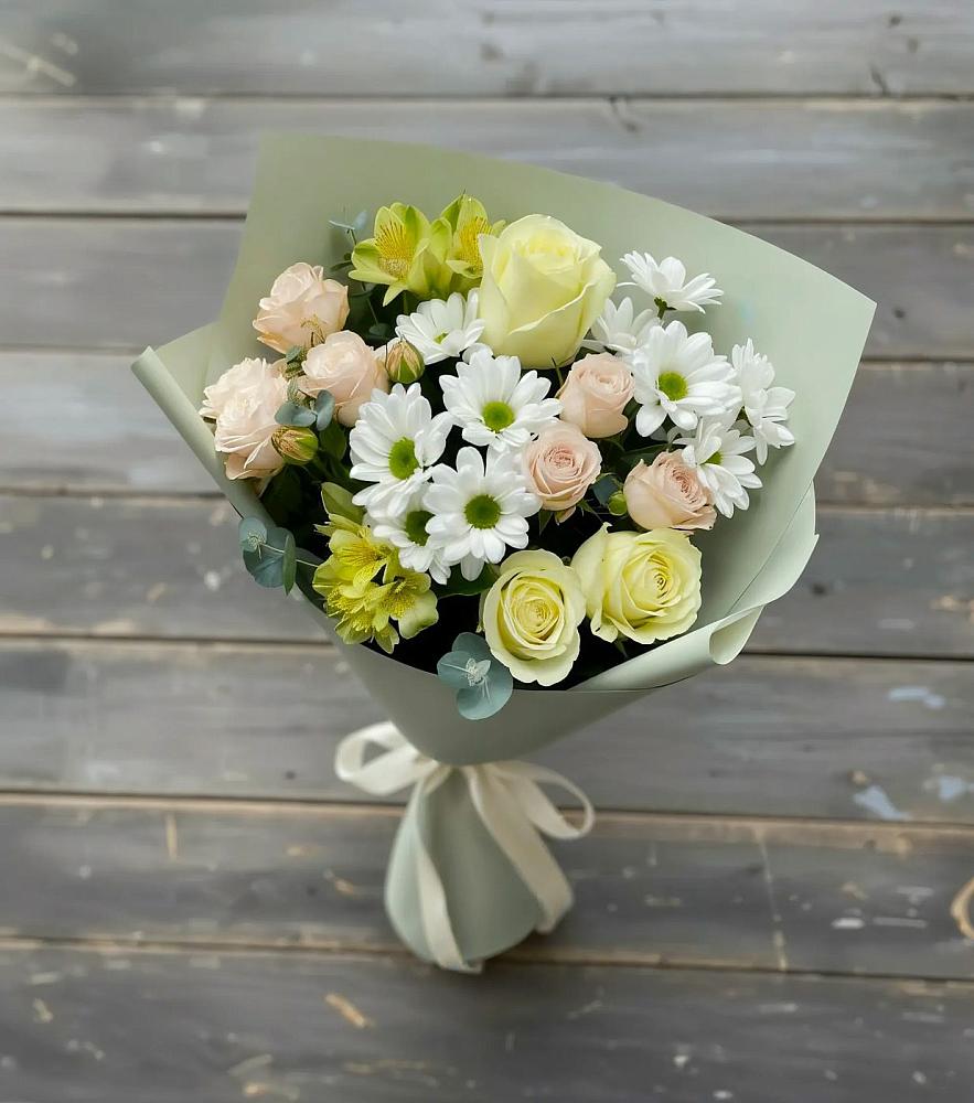 Букет цветов из: Альстромерии, Розы и Хризантемы в Майне