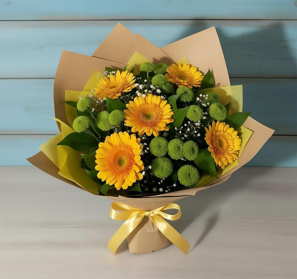 Букет цветов из: Герберы и Хризантемы в Майне