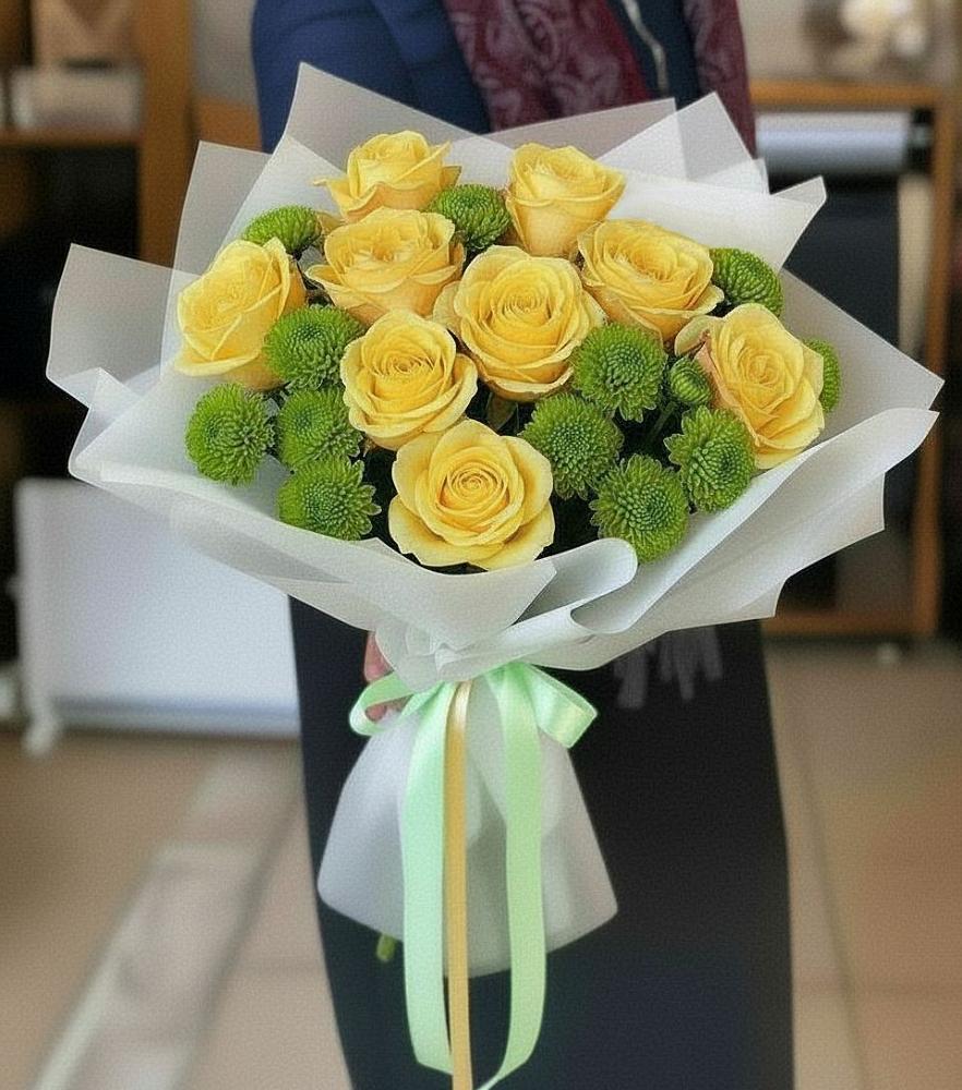 Букет цветов из: Хризантемы и Розы в Майне