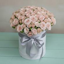 Цветочная композиция из Розы в шляпной коробке #REPLACE_PRED# Майне