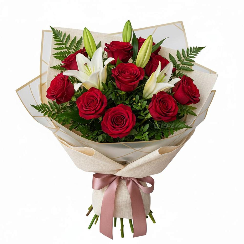 Букет цветов из: Лилии и Розы в Майне