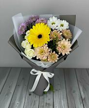 Букет цветов из:  Розы, Герберы и Хризантемы #REPLACE_PRED# Майне