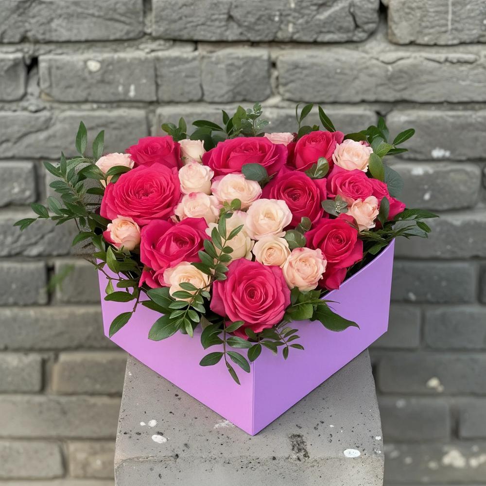 Цветочная композиция из Розы в коробке в Майне