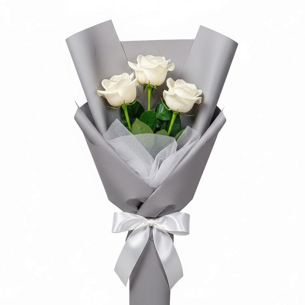 Букет 3 белые розы в Майне